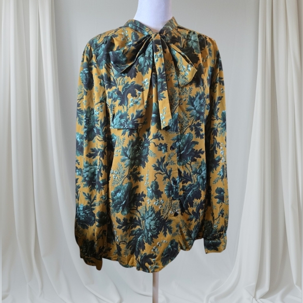 Barbour Mustard and Teal Patterned Fabric
